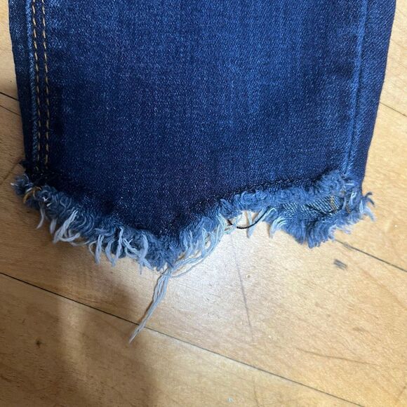 Indigo Rein, Dark Blue Wash Jeans Shark Bite Raw Cut Ankle Junior Women’s 9 - Picture 8 of 12